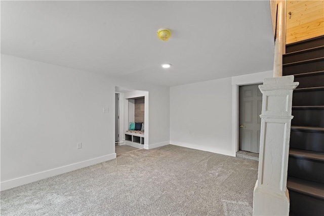 23 Saint Thomas St, South Side, PA 15203 - carpeted empty room with baseboards and stairs