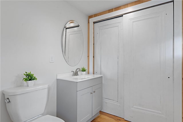 23 Saint Thomas St, South Side, PA 15203 - half bathroom featuring vanity, toilet, and wood finished floors