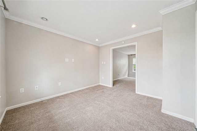 2034 Meadowridge Dr, North Strabane, PA 15301 - unfurnished room with crown molding, baseboards, light colored carpet, and recessed lighting