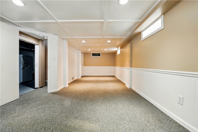 1702 Carlisle St, New Castle/2Nd, PA 16105 - basement featuring recessed lighting, wainscoting, and carpet floors