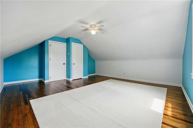 1702 Carlisle St, New Castle/2Nd, PA 16105 - bonus room with ceiling fan, dark wood-type flooring, baseboards, and lofted ceiling