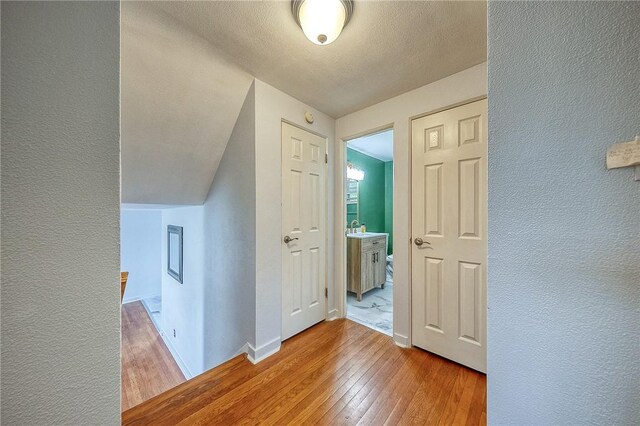 815 Londonderry Dr, Castle Shannon, PA 15234 - bonus room featuring a textured wall, hardwood / wood-style floors, a sink, and baseboards