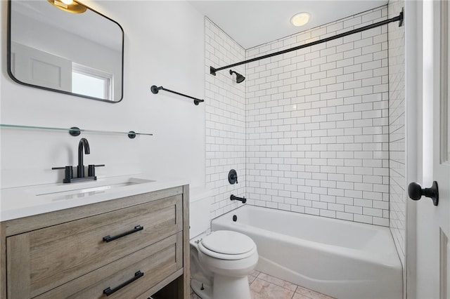 5111 Penn Ave, Garfield, PA 15224 - bathroom featuring toilet, vanity, bathing tub / shower combination, and tile patterned flooring