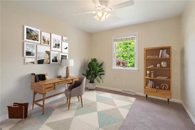 815 Kira Cir, Cranberry Twp, PA 16066 - office with a ceiling fan, baseboards, and light carpet
