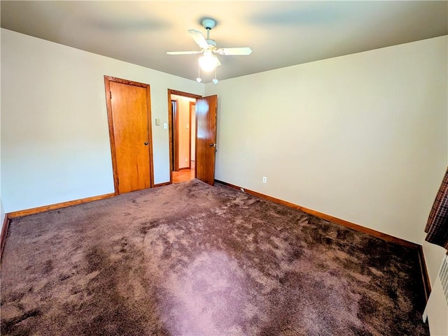 160 Frye Farm Rd, Unity Twp, PA 15601 - unfurnished bedroom with baseboards, carpet floors, and ceiling fan