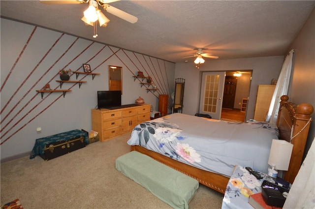 43 Bellevue Ave, West View, PA 15229 - bedroom with a textured ceiling, carpet, and a ceiling fan