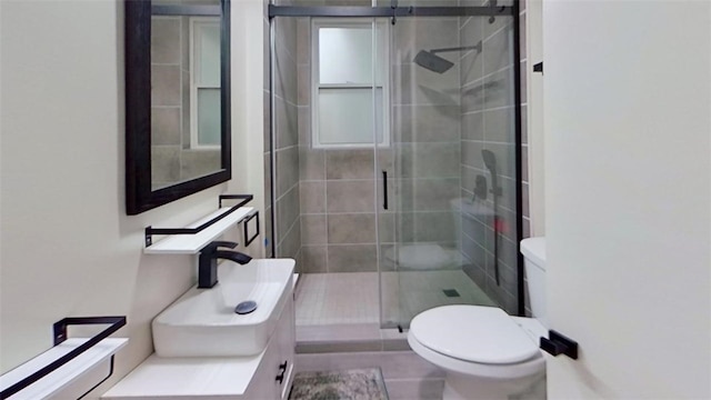 912 N Saint Clair St, Highland Park, PA 15206 - full bath with a stall shower, toilet, vanity, and tile patterned flooring