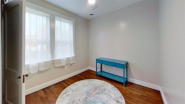 912 N Saint Clair St, Highland Park, PA 15206 - sitting room featuring baseboards, wood finished floors, and ceiling fan