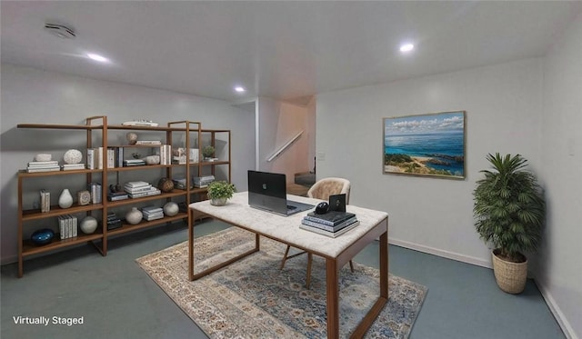 912 N Saint Clair St, Highland Park, PA 15206 - office with baseboards, recessed lighting, and carpet floors