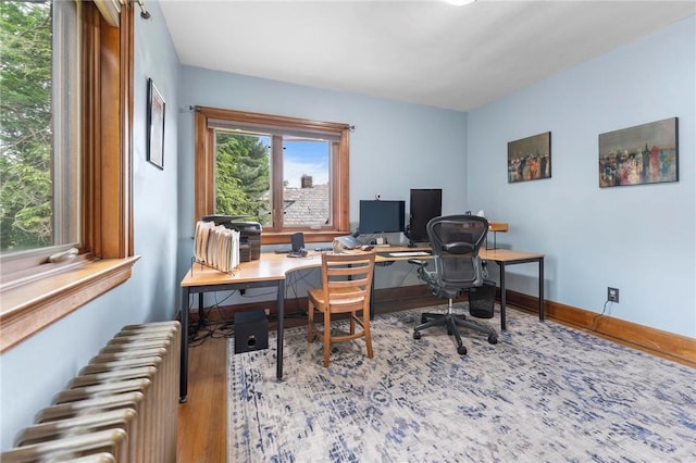 218 Barth Ave, Mt Lebanon, PA 15228 - office area with radiator heating unit, wood finished floors, and baseboards