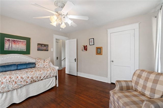800 4th St, Beaver, PA 15009 - bedroom with wood-type flooring, baseboards, and ceiling fan