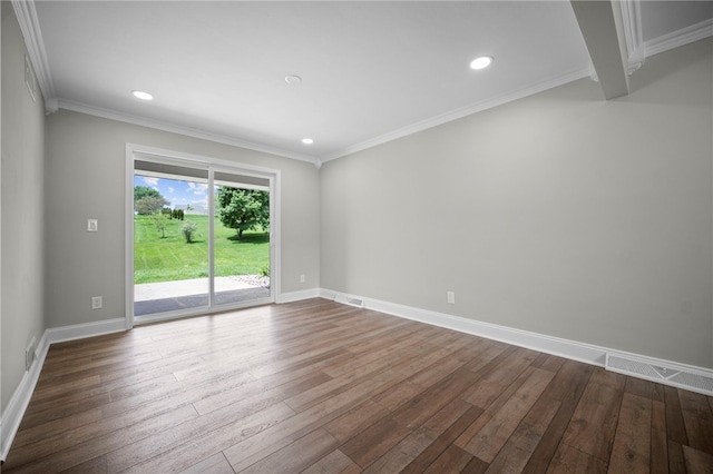 44 Heritage Hills Rd, South Union Twp, PA 15401 - empty room featuring dark wood-type flooring, baseboards, ornamental molding, and recessed lighting