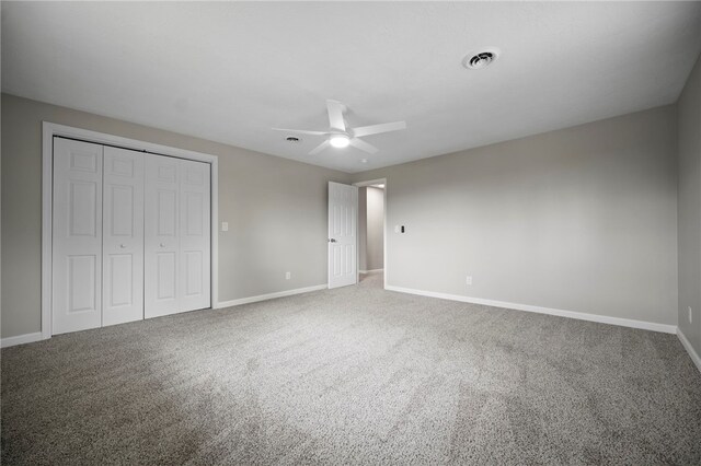 44 Heritage Hills Rd, South Union Twp, PA 15401 - unfurnished bedroom featuring baseboards, carpet, a closet, and a ceiling fan
