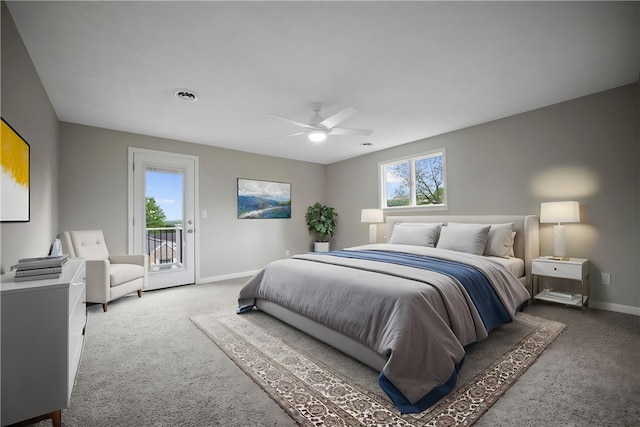 44 Heritage Hills Rd, South Union Twp, PA 15401 - bedroom with carpet, access to exterior, baseboards, and ceiling fan