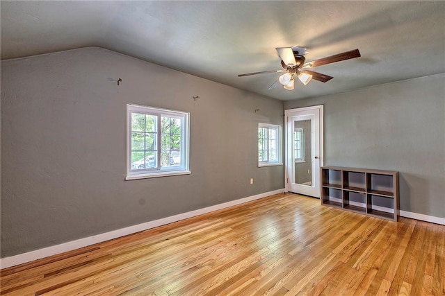 9 Forest Ave, City Of Greensburg, PA 15601 - unfurnished room featuring light wood-type flooring, ceiling fan, baseboards, and vaulted ceiling