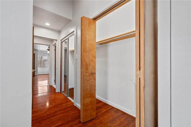 715 Filbert St, Shadyside, PA 15232 - hall featuring wood finished floors, baseboards, and recessed lighting