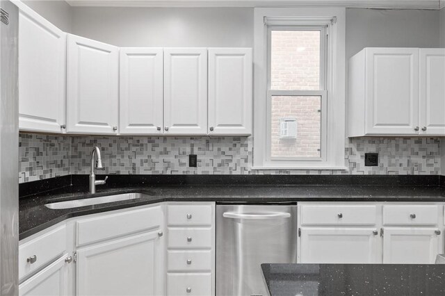715 Filbert St, Shadyside, PA 15232 - kitchen with stainless steel dishwasher, a sink, and white cabinetry
