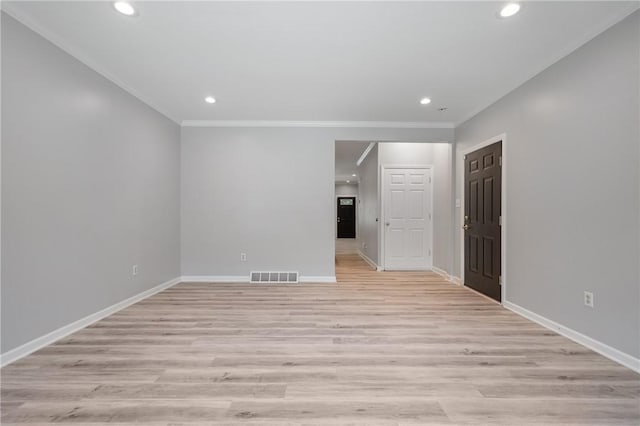 715 Filbert St, Shadyside, PA 15232 - empty room with recessed lighting, baseboards, light wood-style floors, and ornamental molding