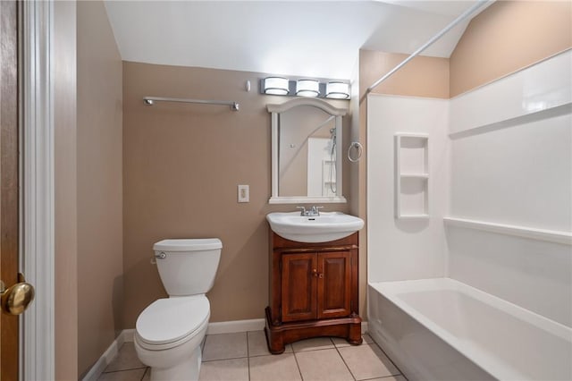 715 Filbert St, Shadyside, PA 15232 - bathroom with toilet, tile patterned flooring, vanity, bathtub / shower combination, and baseboards