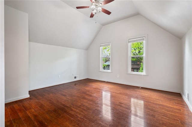 715 Filbert St, Shadyside, PA 15232 - bonus room with hardwood / wood-style flooring, ceiling fan, vaulted ceiling, and baseboards