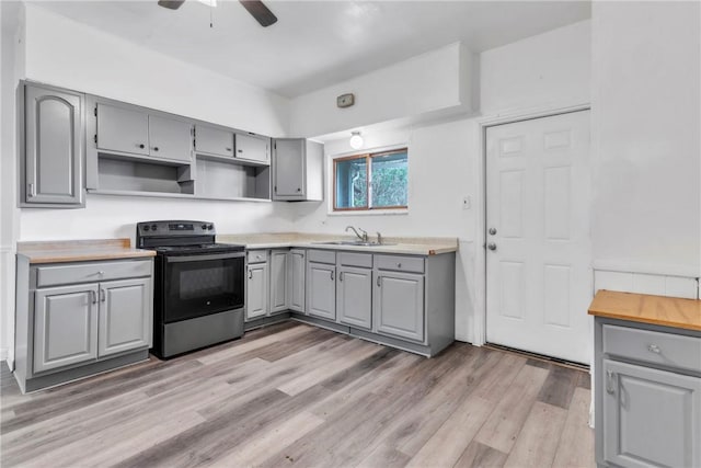 1630 Poplar Way, Braddock, PA 15104 - kitchen featuring range with electric cooktop, gray cabinetry, and a sink