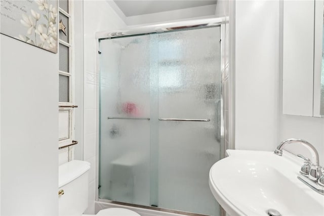 199 Latimer Ave, North Strabane, PA 15363 - full bath featuring a sink, toilet, and a stall shower