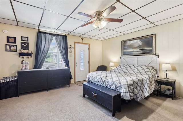 199 Latimer Ave, North Strabane, PA 15363 - bedroom featuring carpet, a drop ceiling, a ceiling fan, and access to exterior
