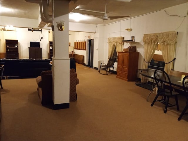 81 Allen St, Allentown, PA 15210 - basement featuring carpet and a ceiling fan