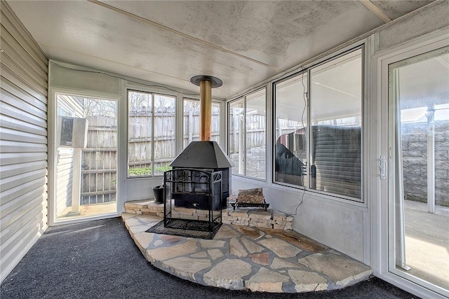 190 W Main St, Donegal Wml, PA 15628 - sunroom / solarium featuring a wood stove