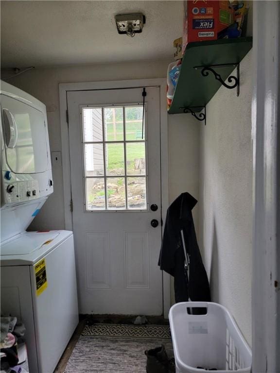 301 Main St, E Mahoning/Marion Ctr, PA 15759 - washroom with estacked washer and dryer