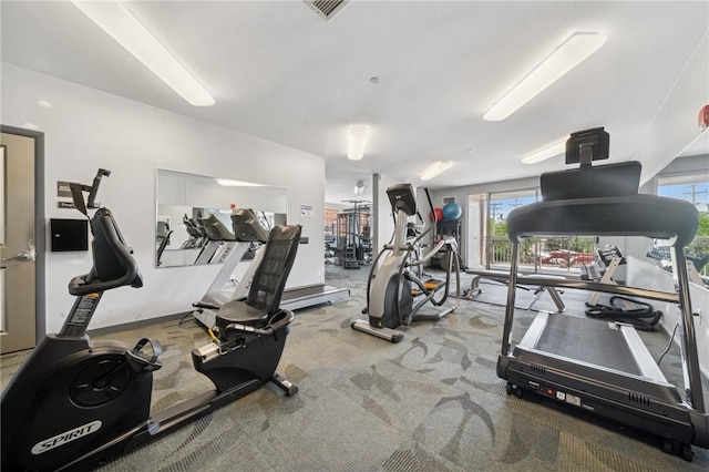 5570 Centre Ave Unit 403, Shadyside, PA 15232 - exercise room with healthy amount of natural light, carpet floors, and baseboards