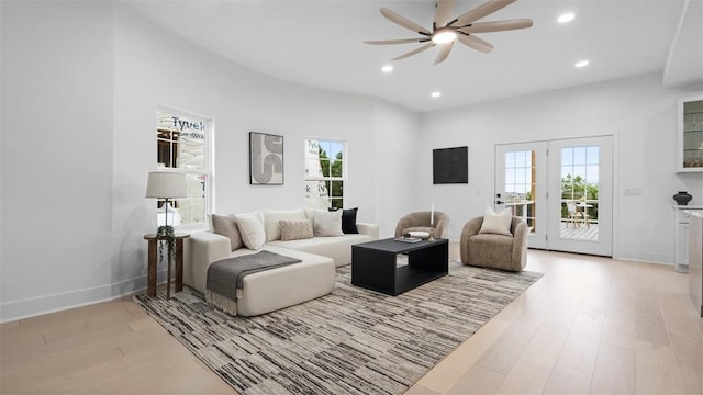 130 Prospect St, Mt Washington, PA 15211 - living area with light wood-style floors, ceiling fan, recessed lighting, and baseboards