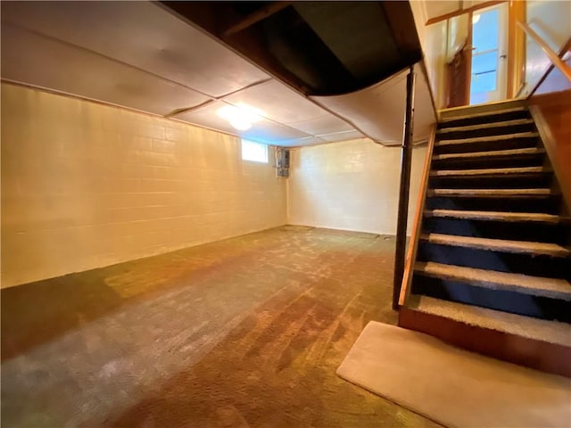 35 Kenmore Rd, West Salem Twp, PA 16125 - below grade area featuring stairway and carpet flooring