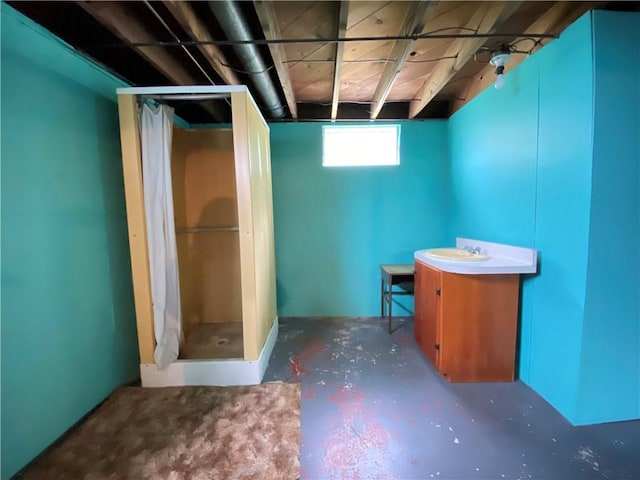 35 Kenmore Rd, West Salem Twp, PA 16125 - bathroom featuring a shower stall and concrete floors