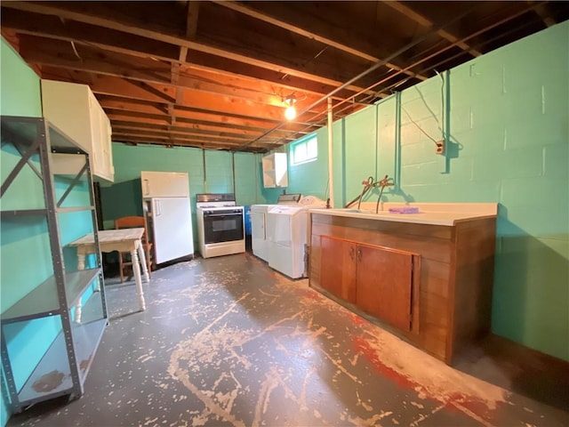 35 Kenmore Rd, West Salem Twp, PA 16125 - basement featuring freestanding refrigerator and separate washer and dryer