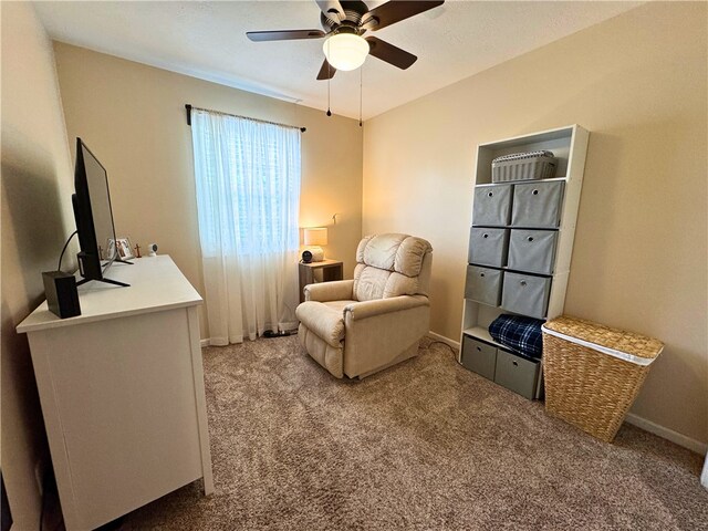 202 Jefferson Ct, Slippery Rock Boro, PA 16057 - sitting room with light carpet, ceiling fan, and baseboards
