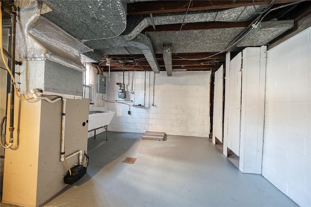 110 Orin St, Penn Hills, PA 15235 - unfinished basement with electric panel and a sink