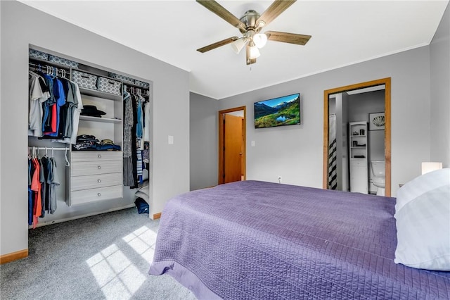 431 Mount Morris Rd, Kirby/Mtmorris, PA 15349 - carpeted bedroom with a closet, a ceiling fan, baseboards, and ornamental molding