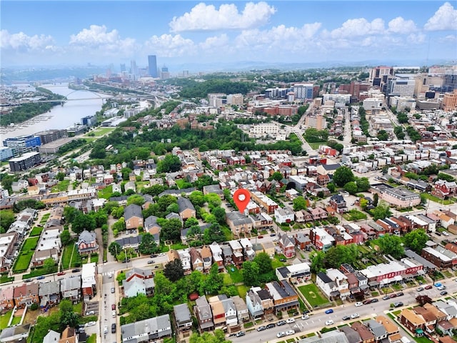 3289 Dawson St Unit 1, Oakland, PA 15213 - aerial view of property and surrounding area with nearby urban area, a nearby body of water, and a notable bridge