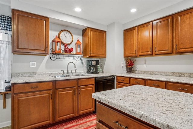 784 Ohio River Blvd, Sewickley, PA 15143 - kitchen with a sink, brown cabinets, and recessed lighting