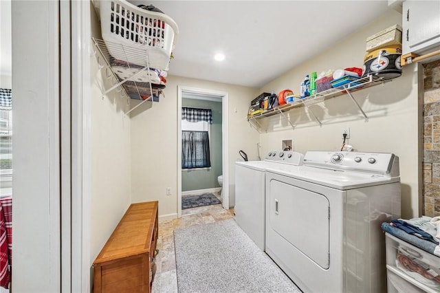 784 Ohio River Blvd, Sewickley, PA 15143 - clothes washing area featuring washer and dryer, baseboards, and recessed lighting