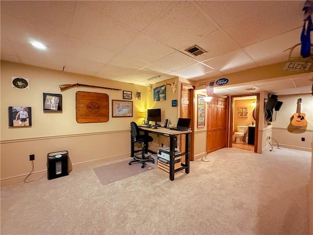 2388 Mill Grove Rd, Upper St Clair, PA 15241 - home office with carpet floors, baseboards, and a drop ceiling