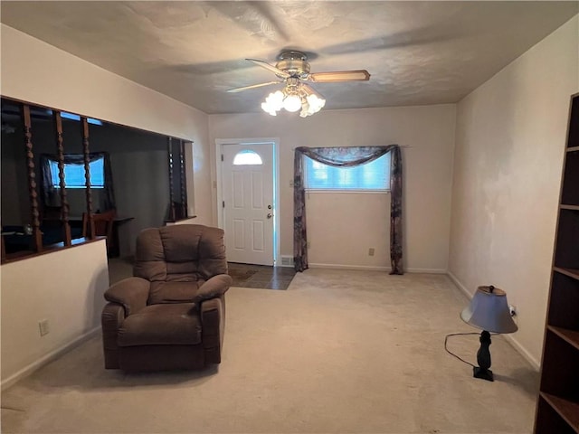 277 Widmer Ave, Lower Burrell, PA 15068 - foyer featuring carpet flooring, ceiling fan, and baseboards