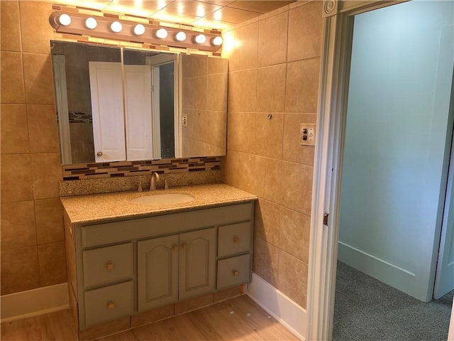 218 S Mercer, Linesville Boro, PA 16424 - bathroom with vanity and tile walls