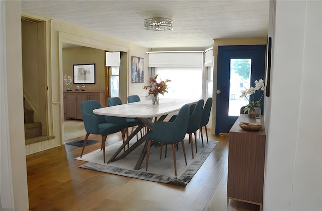 218 S Mercer, Linesville Boro, PA 16424 - dining room featuring stairway and wood finished floors