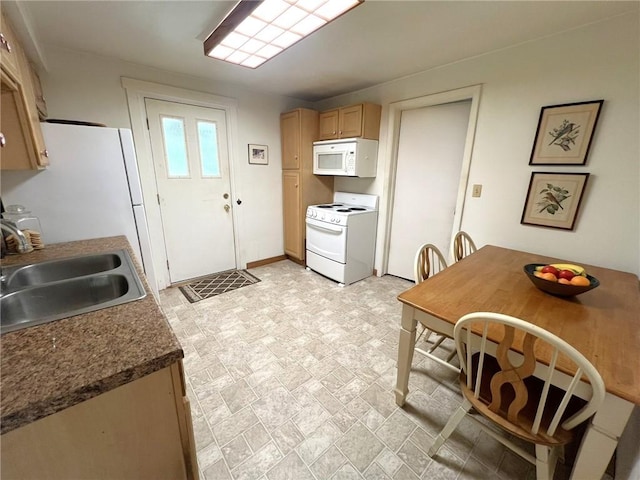 643 Laurel Summit Rd, Jenner Twp, PA 15531 - kitchen featuring white appliances, a sink, and dark countertops