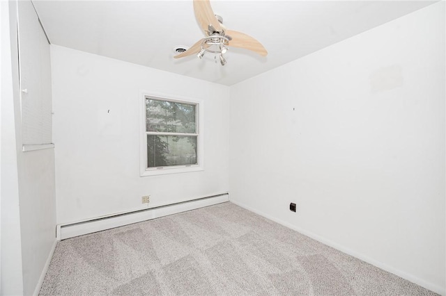 103 Shady Dr, White Twp Ind, PA 15701 - carpeted spare room featuring baseboard heating, a ceiling fan, and baseboards
