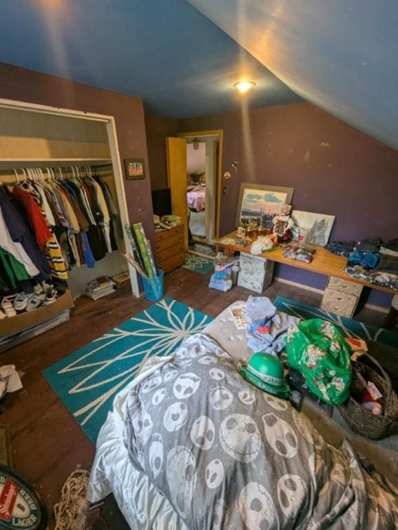 139 Stullville Rd, Leechburg Boro, PA 15656 - bedroom featuring wood finished floors, a closet, and lofted ceiling