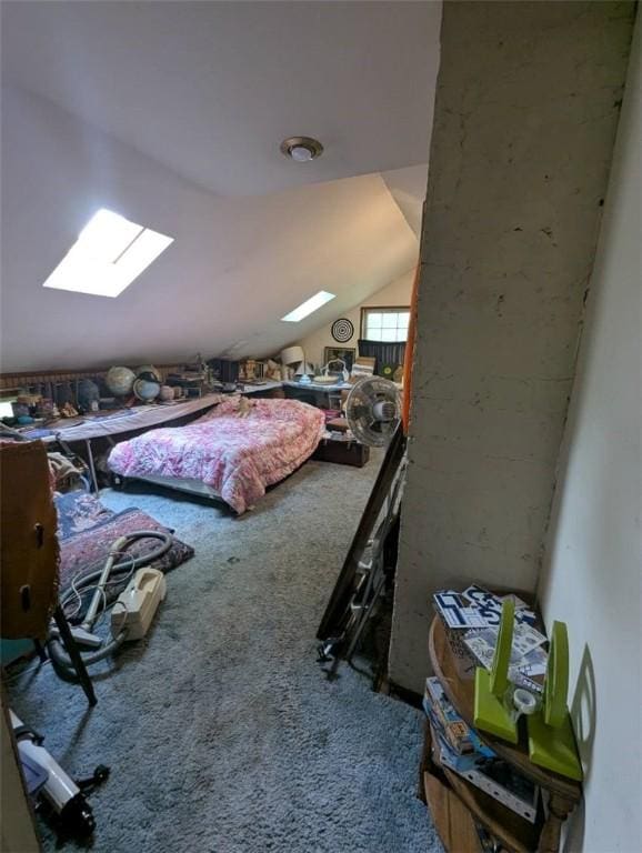 139 Stullville Rd, Leechburg Boro, PA 15656 - bedroom featuring a skylight, carpet floors, and vaulted ceiling