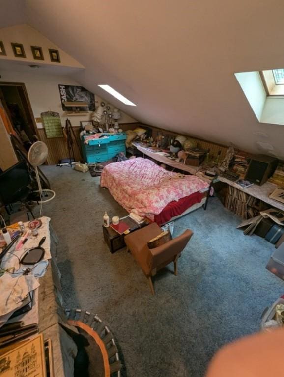139 Stullville Rd, Leechburg Boro, PA 15656 - bedroom with a skylight, lofted ceiling, and carpet